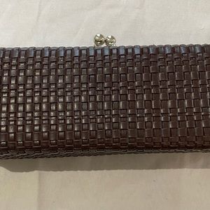 Brown box clutch (missing shoulder strap)